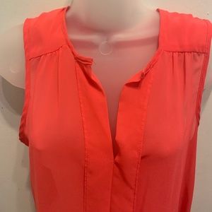 Coral Sheer Sleeveless Blouse